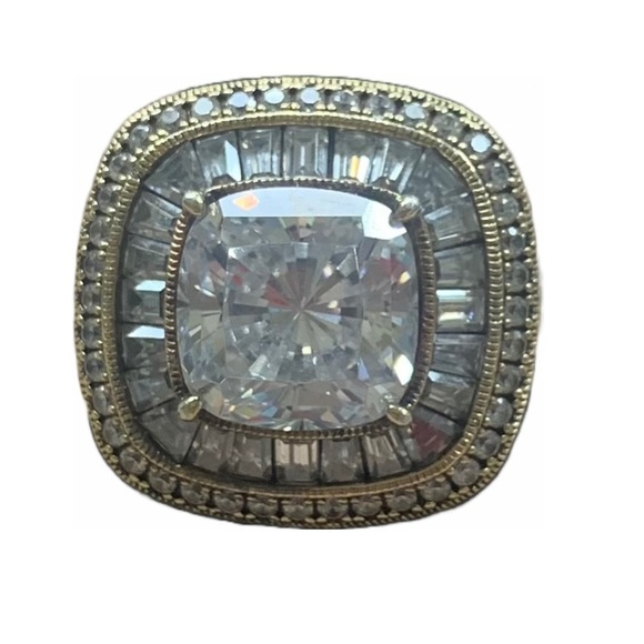 Gorgeous 3K CZ/Baguette/Round Gold over SS Ring - Picture 6 of 15